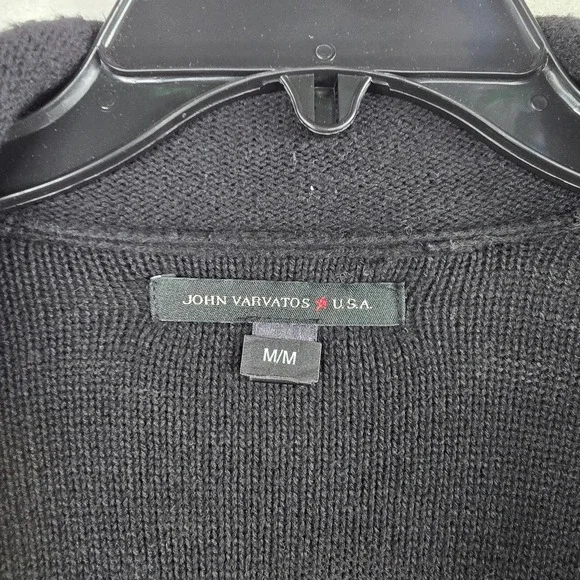 John Varvatos Cardigan Mens Medium Black‎ Cotton Linen Shawl Collar Sweater